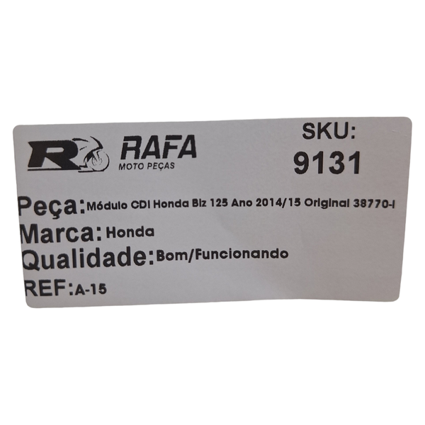 Módulo CDI Honda Biz 125 Ano 2016/17 Original 38770-kss-j11