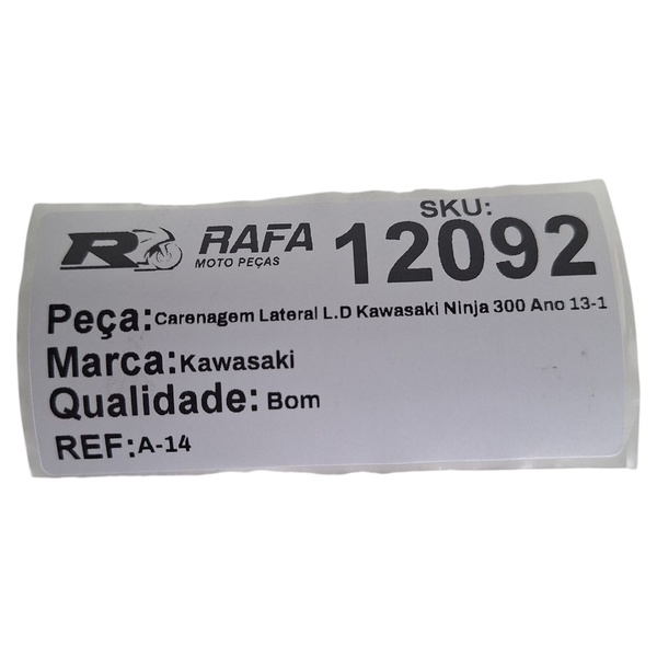 Carenagem Lateral L.D Kawasaki Ninja 300 Ano 13-18 Original