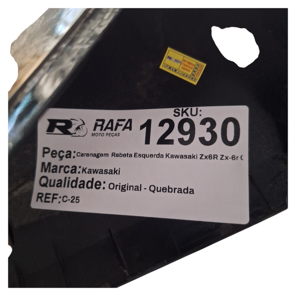 Carenagem Rabeta Esquerda Kawasaki Zx6R Zx-6r 09-12 Quebrada