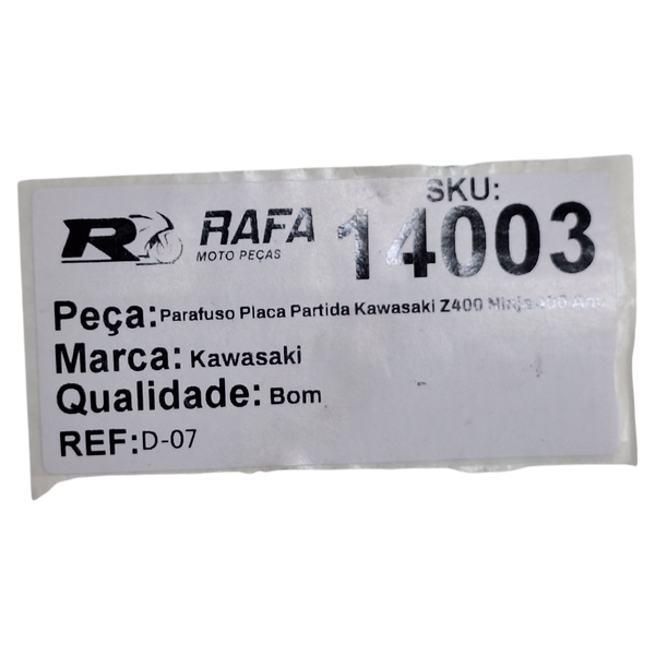 坊 Parafuso Placa Partida Kawasaki Z400 Ninja 400 Ano 20-22