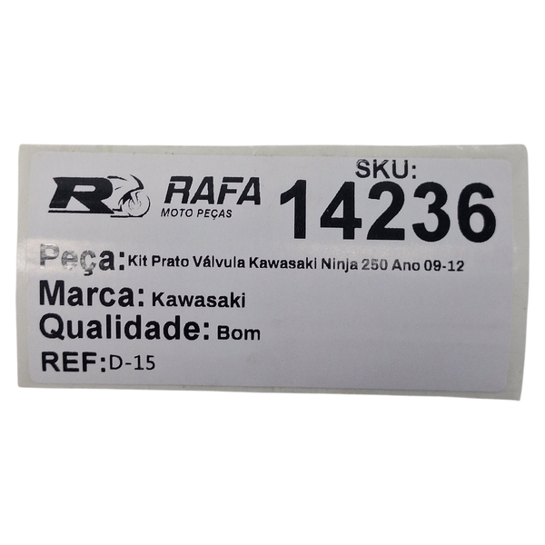 Kit Prato Válvula Kawasaki Ninja 250 Ano 09-12