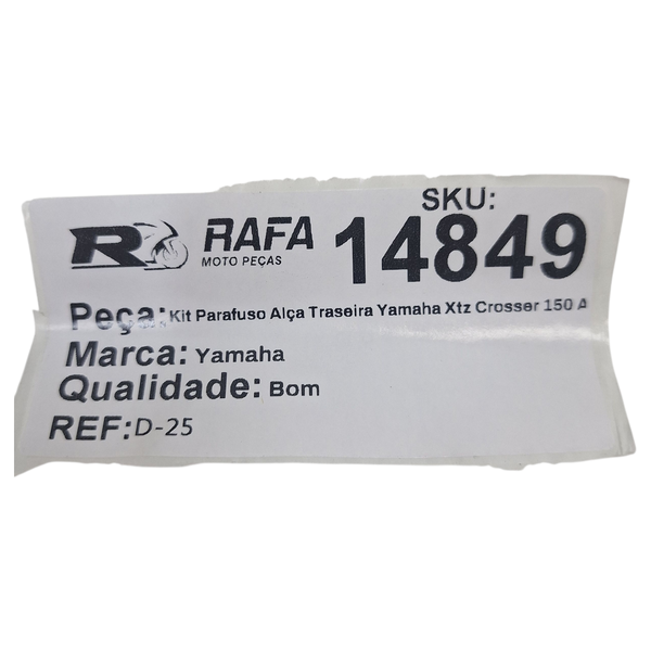 Kit Parafuso Alça Traseira Yamaha Xtz Crosser 150 Ano 16-18