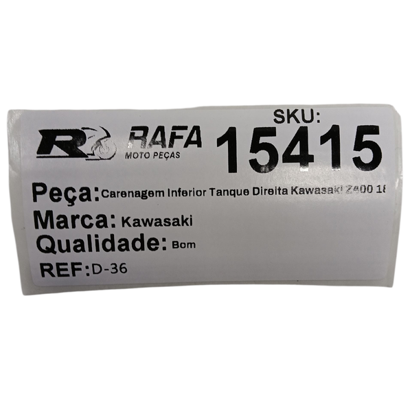 パーツ 2480 Carenagem Inferior Tanque Direita Kawasaki Z400 18-23